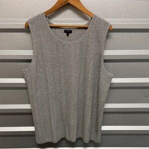 Talbots Womens Plus Size 3X Shimmer Holiday Sleeveless Tank Silver Party Festive